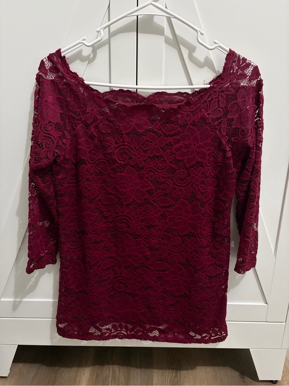 Maurices Lace Boatneck Top - Wine
